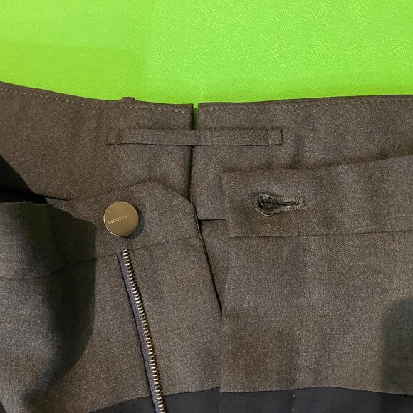 Incotex Grey Blue Color Blocked Slim Pleated Incotex Wool Dress Pants EU 48 - Picture 3 of 15
